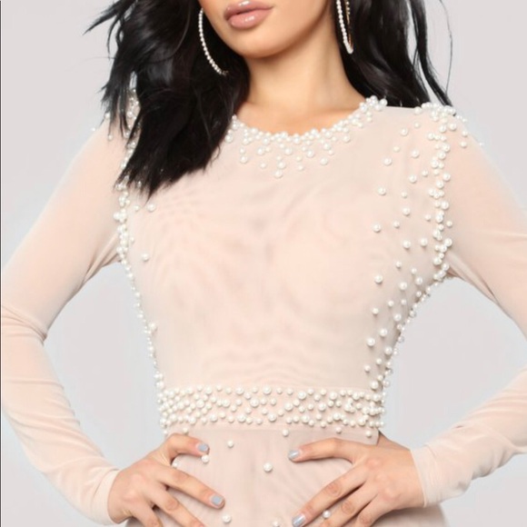 long sleeve pearl dress